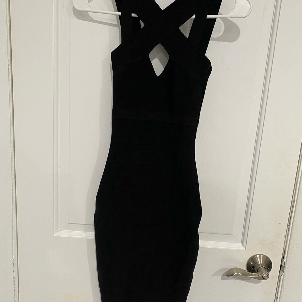 Marciano Black Sleeveless Halter Bodycon Dress